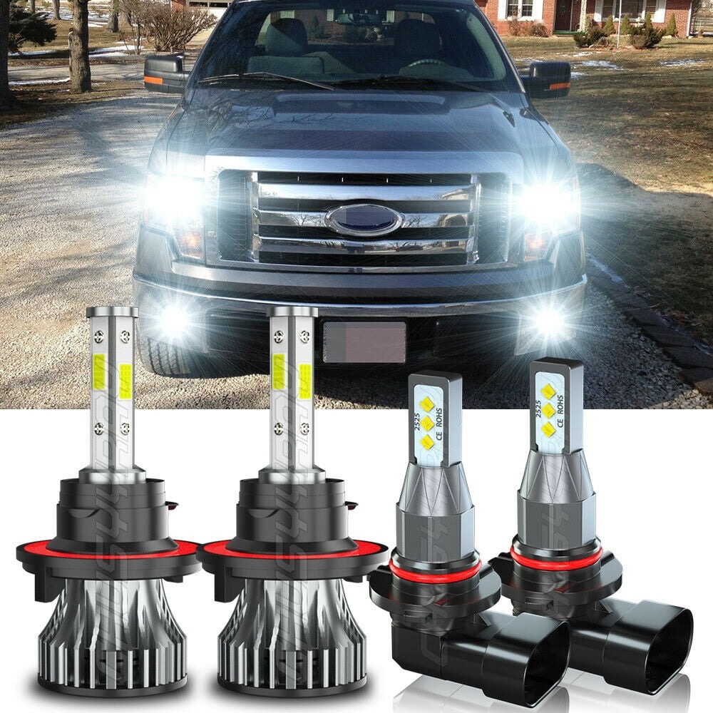 thumbnail video image 2 of For 2004-2014 Ford F 150 6000k LED Headlight High-Low + Fog Light Bulbs Combo 4x, 2 of 13