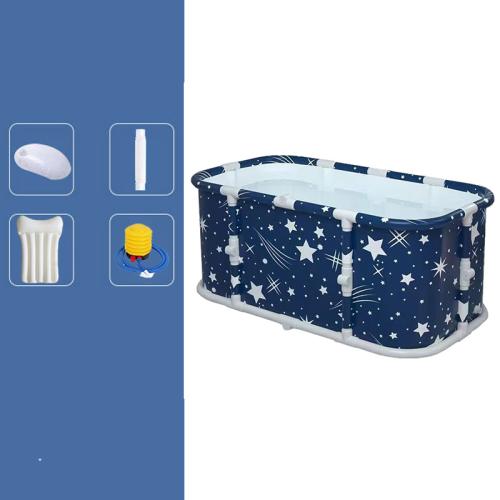 thumbnail video image 2 of LUOLUO 47in Large Foldable Bath Tub, Portable Bathtub for Adults and Kids Family, Freestanding Soaking Tub, Thickened Insulation, Starry Blue, 2 of 14