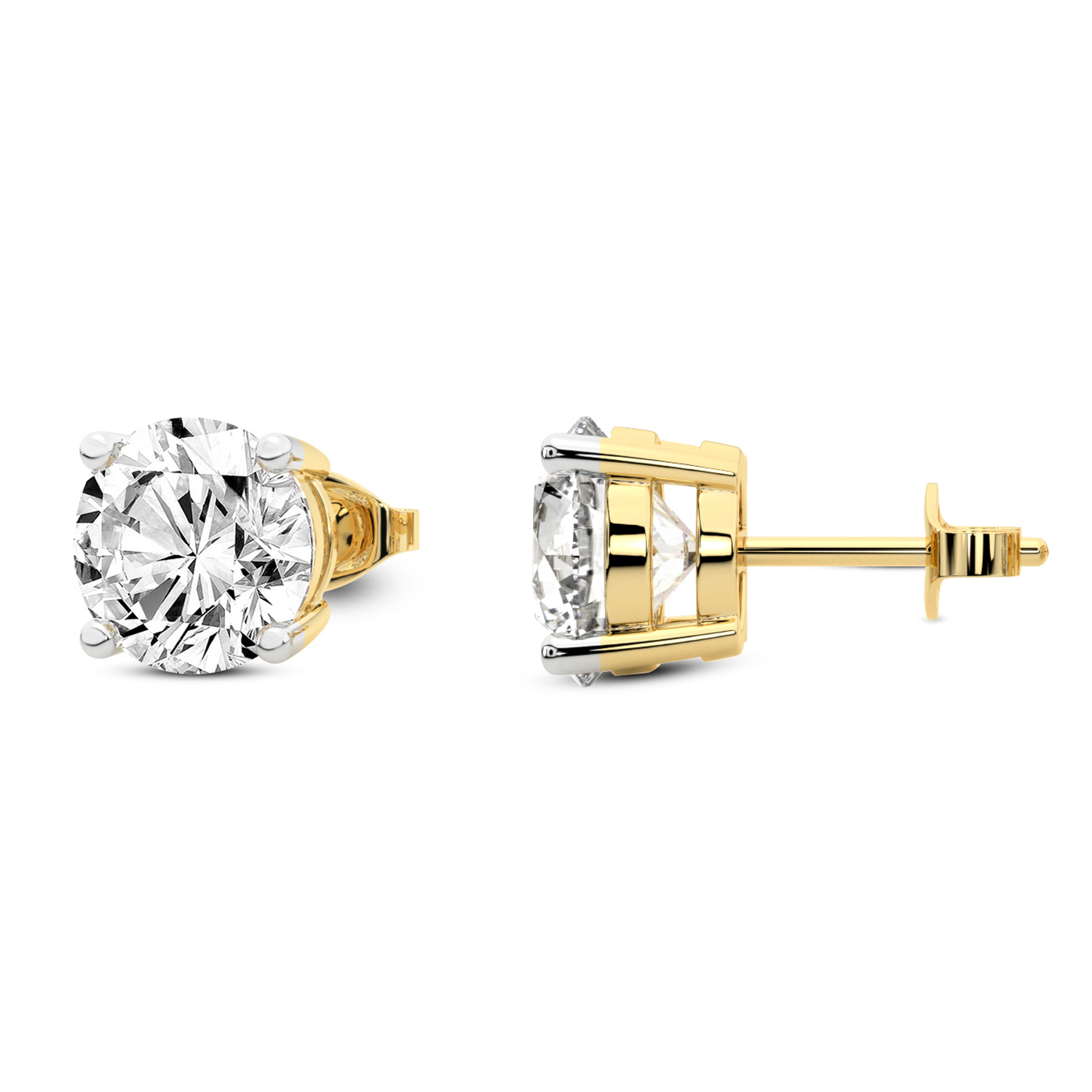 thumbnail video image 2 of 0.50 Carat Round IGI Certified Lab Grown Diamond Solitaire Earrings | 14K Yellow Gold FG VS Diamonds | Stud Earrings Friendly Diamonds, 2 of 5