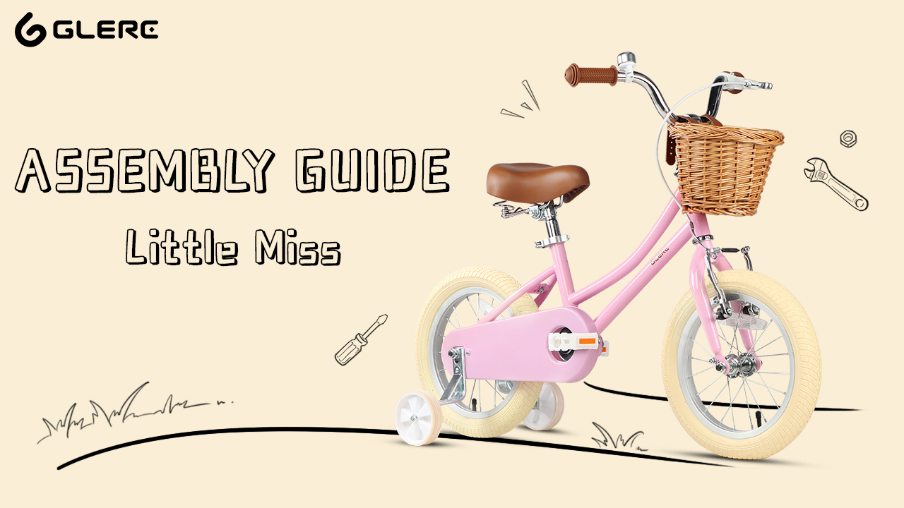 thumbnail video image 2 of Glerc 16 Inch Little Kids Bike for Age 4 5 6 7 Years Old Girls Retro Vintage Style Bicycles with Basket Training Wheels and Bell,Peach, 2 of 7