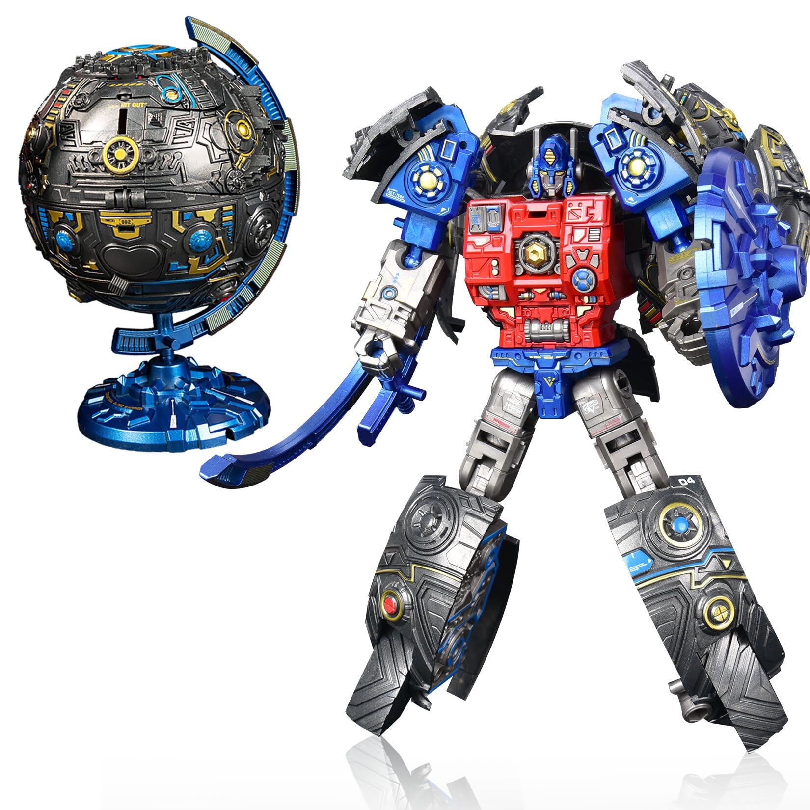 thumbnail video image 2 of Yerloa Globe Transforming Toy, 2 in 1 Transform into Robot Action Figure, DIY Transformation Figure Toys for Kids & Adults Action Figures for Boys Party Favors Gift, 2 of 7