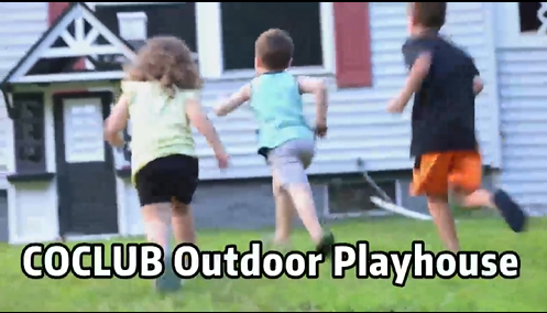 thumbnail video image 2 of Outdoor Wooden Playhouse for Kids Ages 4-8, Kids Play House with Door, Doorbell, Windows, Pet Door, Kitchen Stove, Sink, Cookware, Flower Pot Holders, Outdoor Backyard Play Equipment for Boy & Girl, 2 of 8