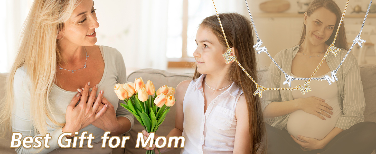 thumbnail video image 2 of FindChic Mama Necklaces for Women, 14K Gold Plated Dainty Choker Cubic Zirconia Layered Necklace Mother's Day Jewelry Gift for Mom with Box, 16inch, 2 of 10