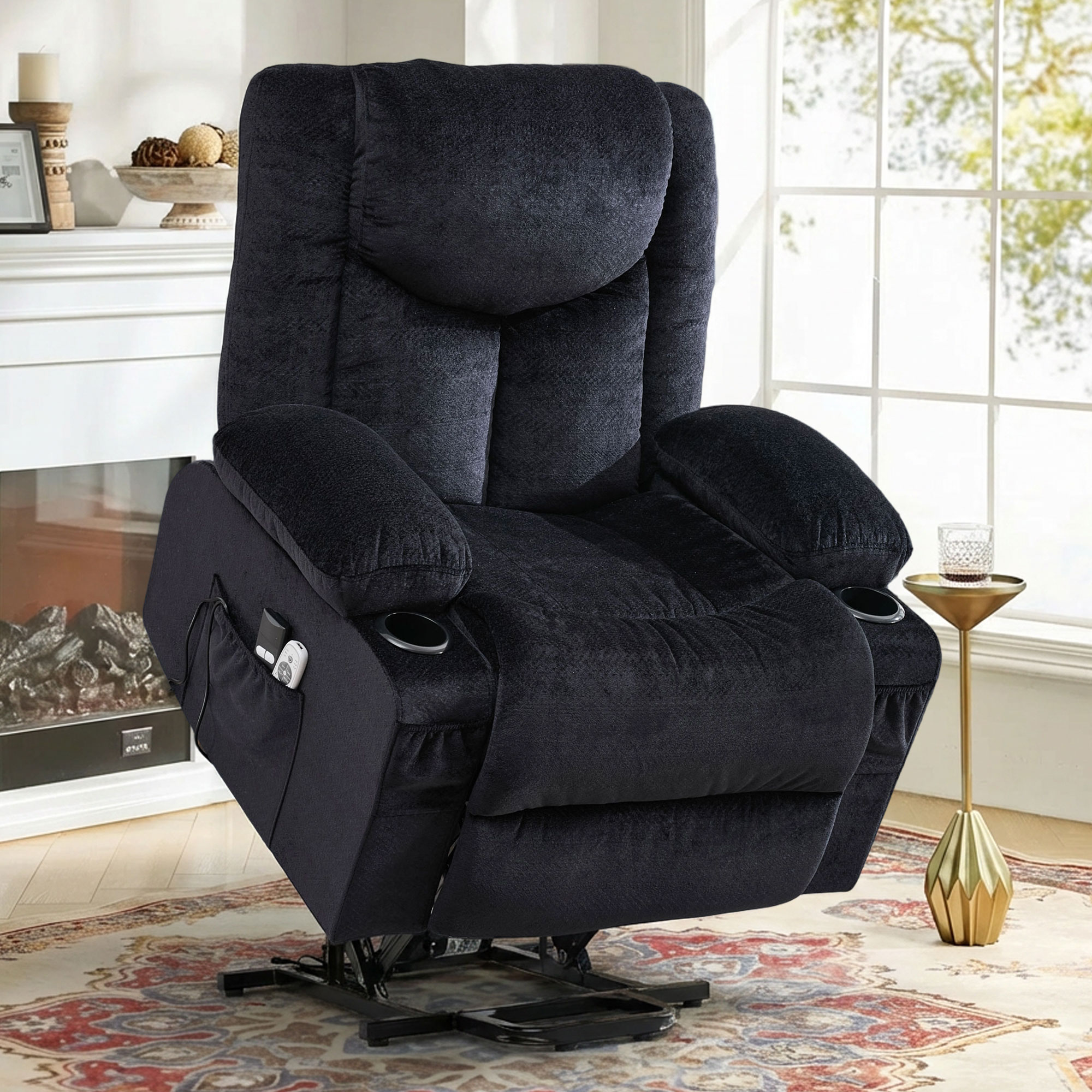 thumbnail video image 2 of JONPONY Power Lift Oversized Recliner Chair Recliners with Heat and Massage Recliner Chair for Living Room with Infinite Position and Side Pocket,USB Charge Port,Black, 2 of 12