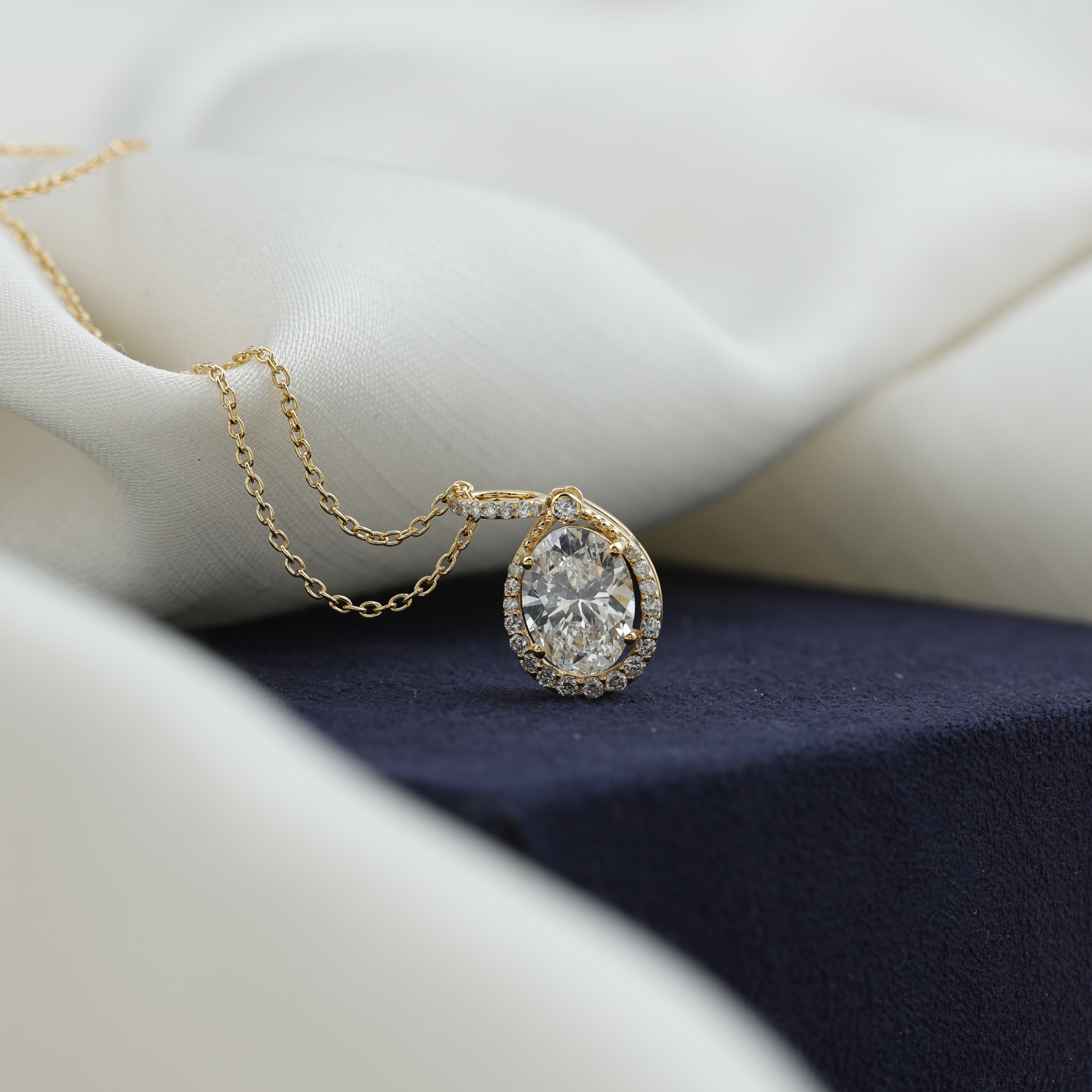 thumbnail video image 2 of Rosec Jewels - Lab Diamond Teardrop Pendant with Chain (6X8 mm Oval, EF-VS Quality) - Necklace for Anniversary, 14K White Gold, 2 of 8