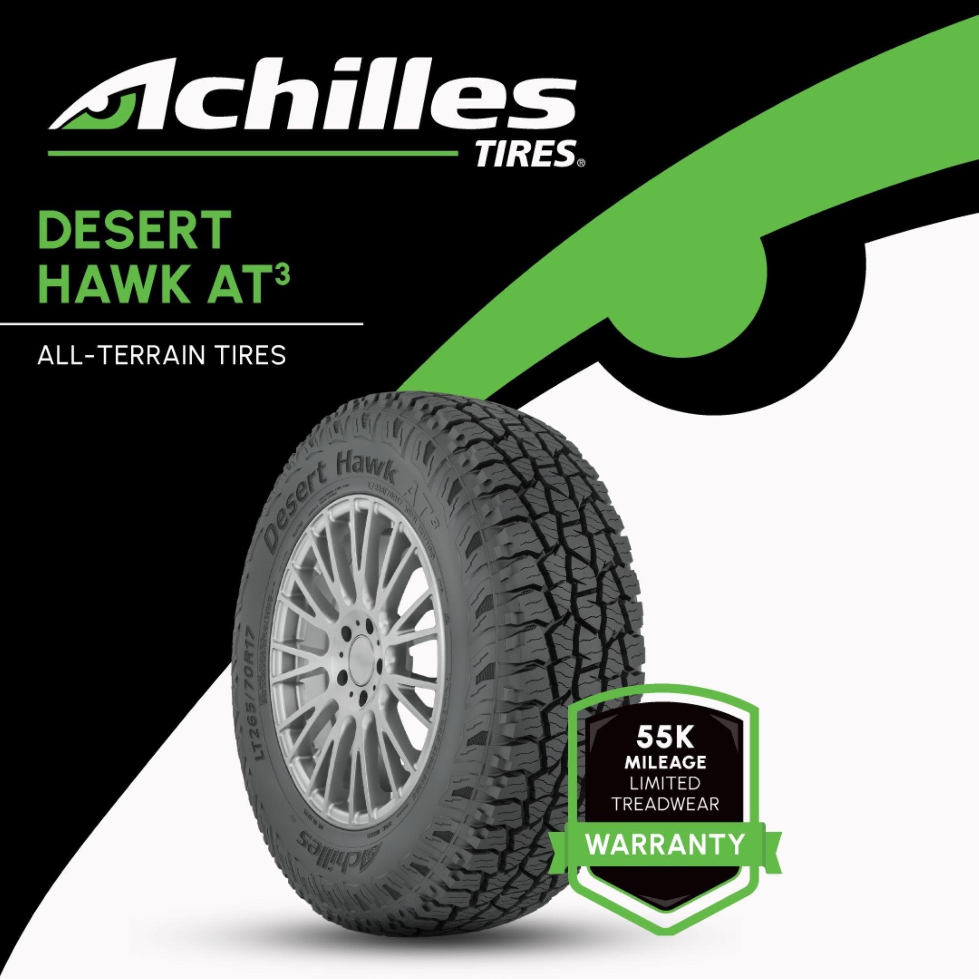 thumbnail video image 2 of Achilles Desert Hawk AT3 All Terrain LT265/70R17 121/118S E SUV/Crossover Tire, 2 of 10