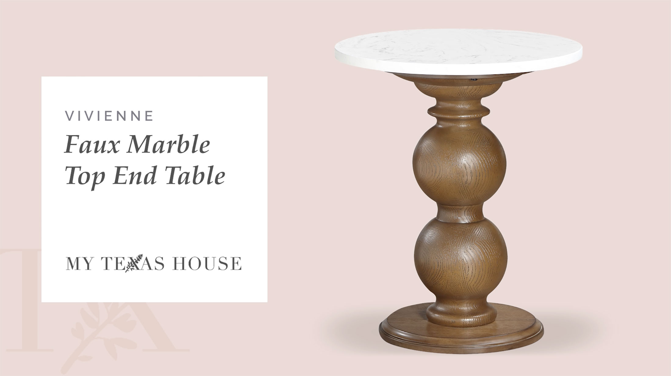 thumbnail video image 2 of My Texas House Vivienne Collection End Table, Engineered Marble Top, Warm Brown, 2 of 9
