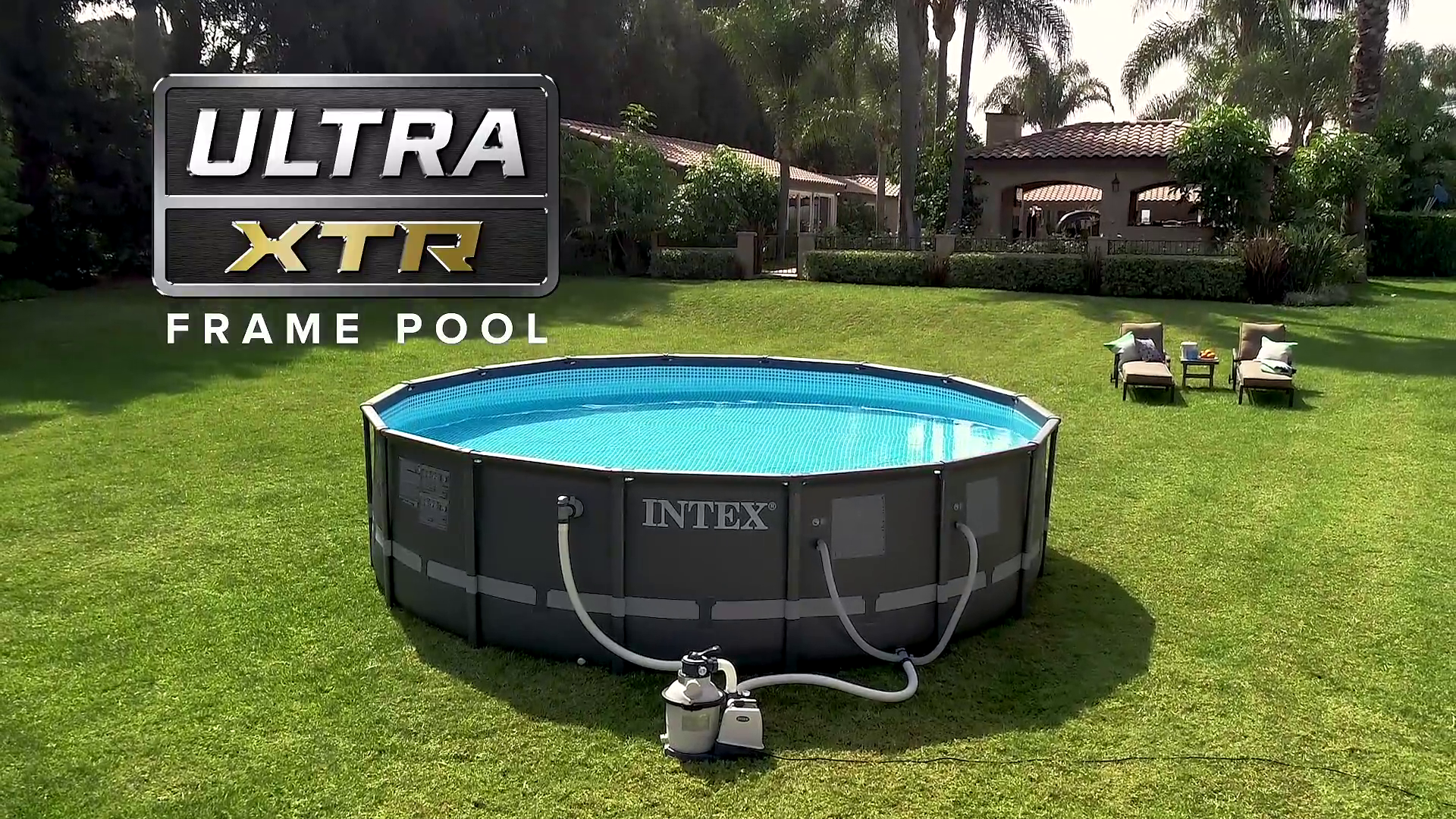 thumbnail video image 2 of INTEX 20ft x 48in Ultra XTR Above Ground Swimming Pool & Optiflow 50lb Pool Filter Sand, 2 of 10