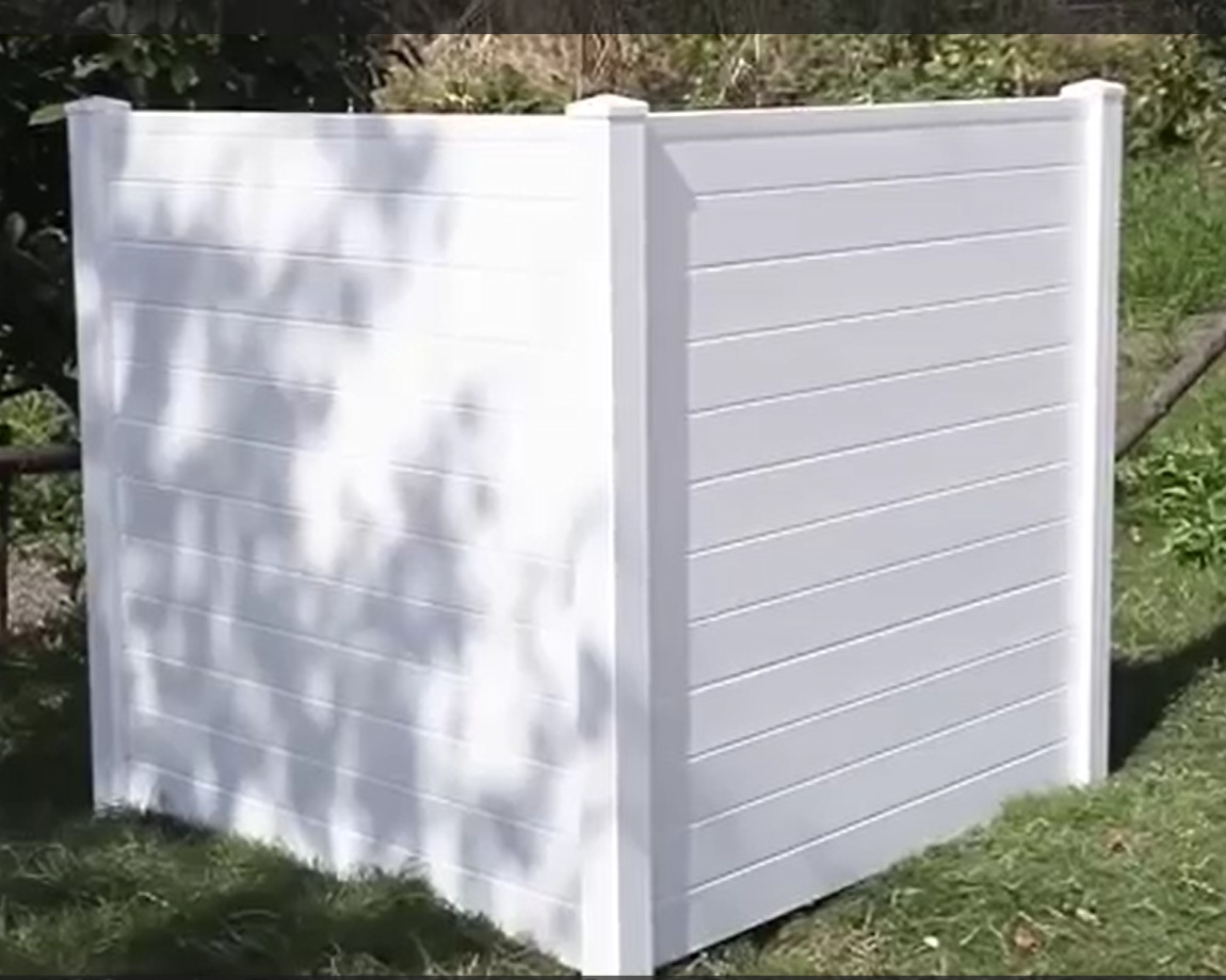 thumbnail video image 2 of 50in H x 50in W (3 Panels) White Privacy Screen, Outdoor Privacy Screen Panels, Trash Can Enclosure, Air Conditioner Fence, Pool Equipment Enclosure, 2 of 11