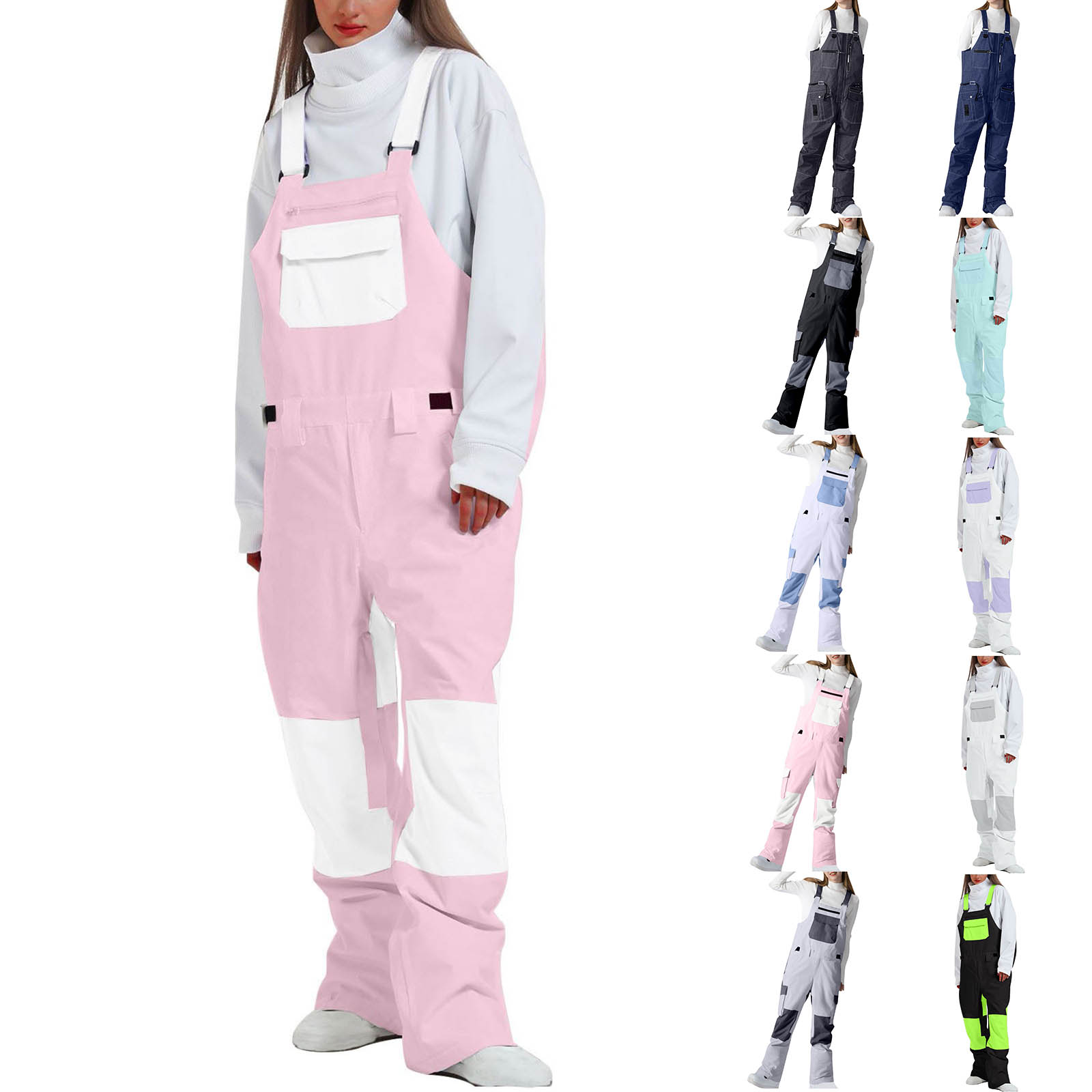 thumbnail video image 2 of Dovford Women's Men's Winter Outdoor Research Snow Snowboard Bibs Outdoor Ripstop Waterproof Adjustable Ski Pants, 2 of 5