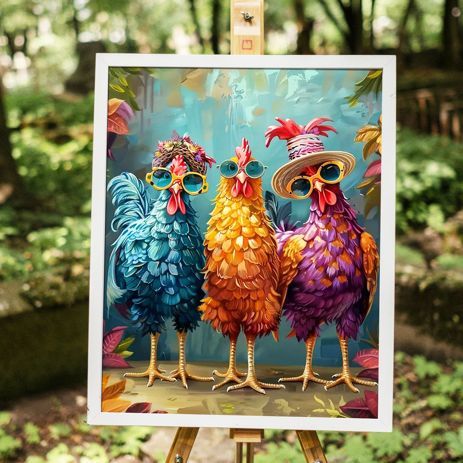 thumbnail video image 2 of JYLMOOD DIY Acrylic Paint by Numbers Kit for Adults, Colorful Rooster Painting on Canvas, 16x20in, Without Frame, 2 of 9