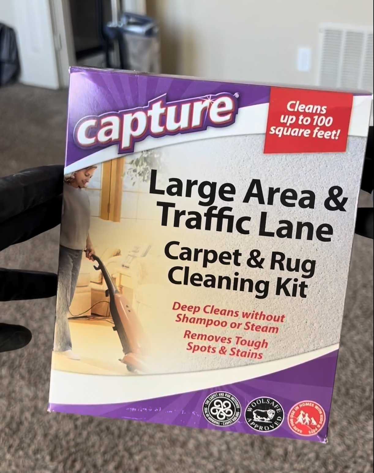 thumbnail video image 2 of Capture Carpet Dry Cleaning Kit with Powder, Pre-Mist & Brush, Fresh, 1 Pound, 2 of 9