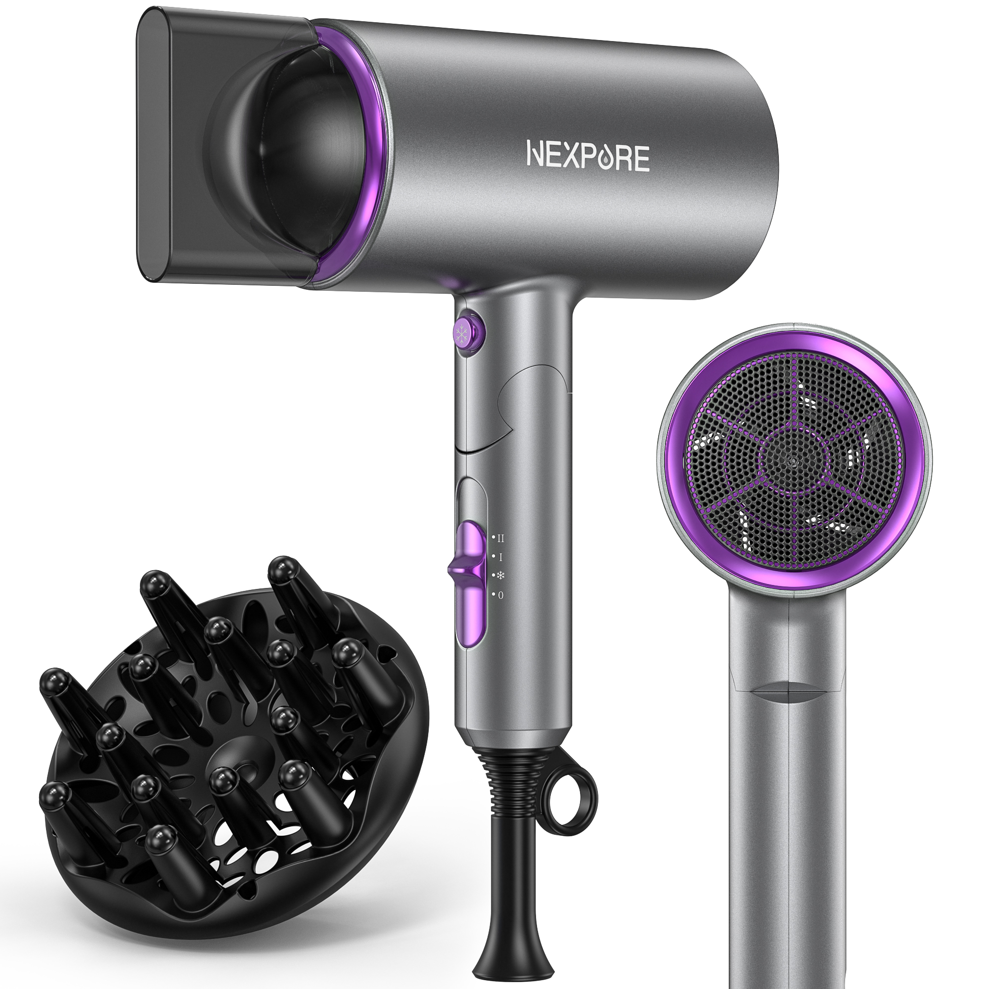 NEXPURE Ionic Hair Dryer 2000W with Diffuser and Concentrator