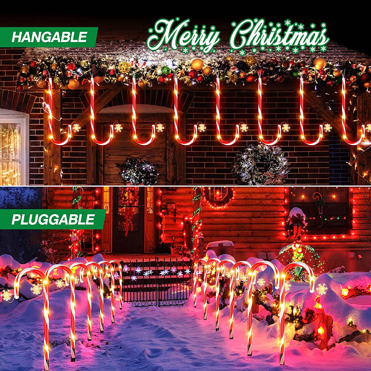 thumbnail video image 2 of SOWAZ Solar Outdoor 20-Inch LED 8-Mode Dusk to Dawn Christmas Holiday Candy Cane Pathway Lights with Stars, 8-Pack, 2 of 12