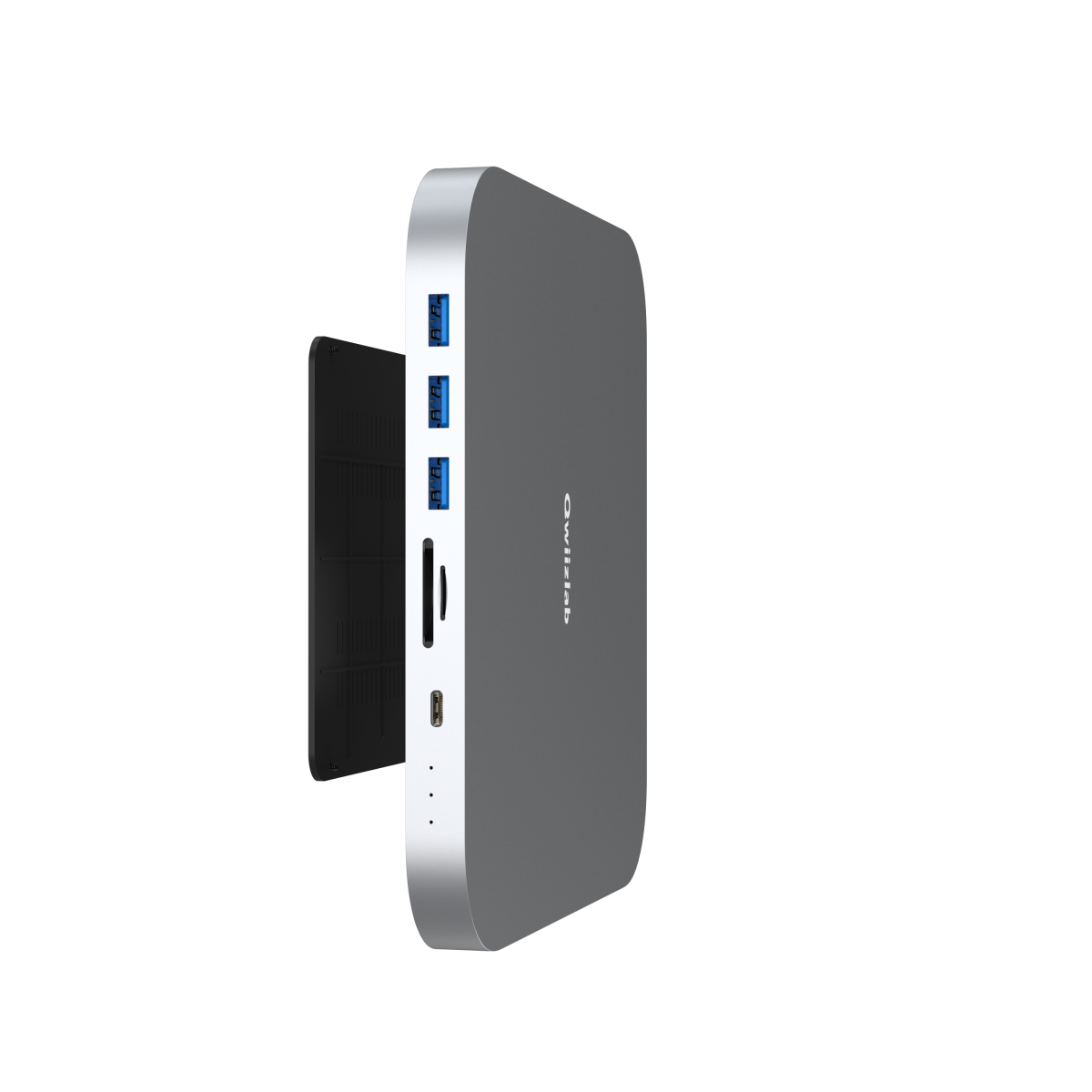 Qwiizlab USB C Hub with Dual Drive Enclosure, Docking Station for Mac  Studio Mac Mini M2/M1/Intel, Type-C 10Gbps, Card Readers 100MB/s,  DisplayPort 4K