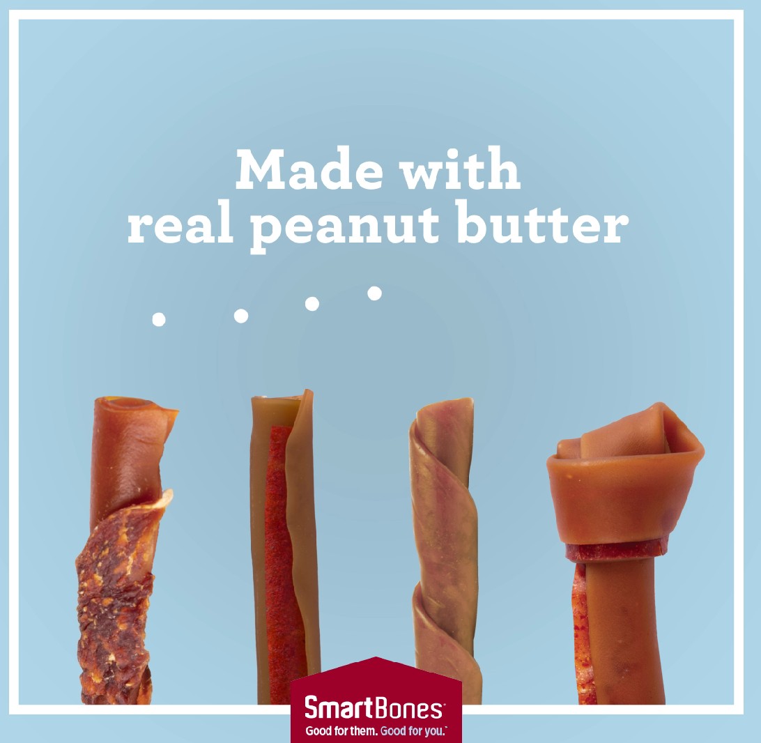 thumbnail video image 2 of SmartBones Twist Sticks with Peanut Butter, Rawhide-Free Chews for Dogs, 50 Count, 2 of 11