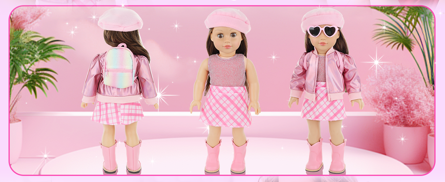 thumbnail video image 2 of ZITA ELEMENT 18 Inch Doll Accessories Set with Backpack & Outfits 17-Piece | Pretend Play Makeup Kit for 18" Dolls | Includes Lipstick, Eyeshadow, Brushes, Accessories & Stylish Clothes, 2 of 8