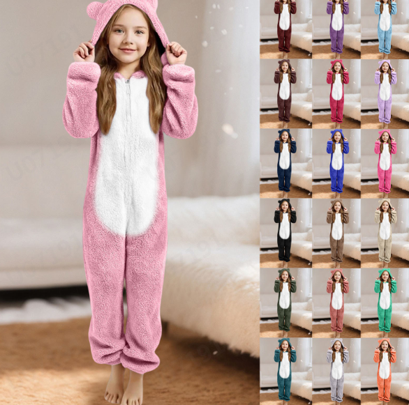 thumbnail video image 2 of HNMKIU Soft Romper with Grip Soles Long Sleeve Pajama Cozy Sleepwear Playwear Comfortable Loungewear Kids Jumpsuit for Toddler and Girls Z11062-Dark Green,11-12 Years, 2 of 6