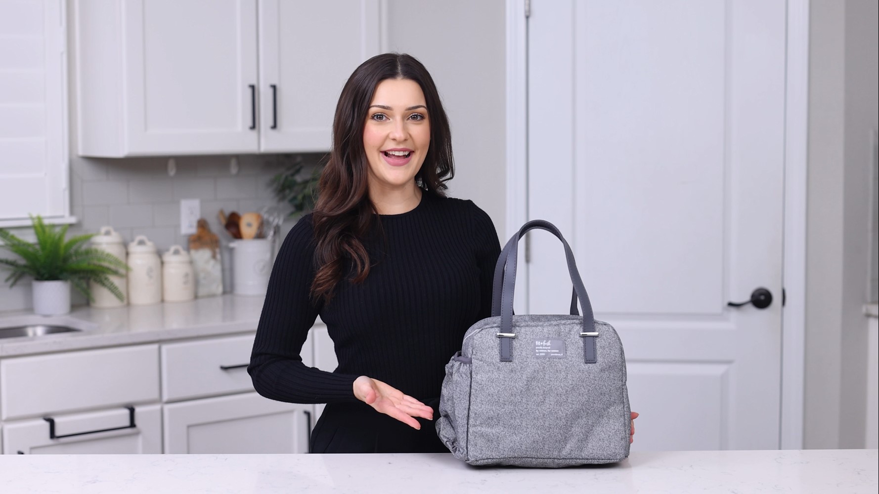 thumbnail video image 3 of Fit & Fresh Laketown Lunch Bag, Large Lunch Tote, Reusable Insulated Lunch Bag for Work, Gray, 3 of 10