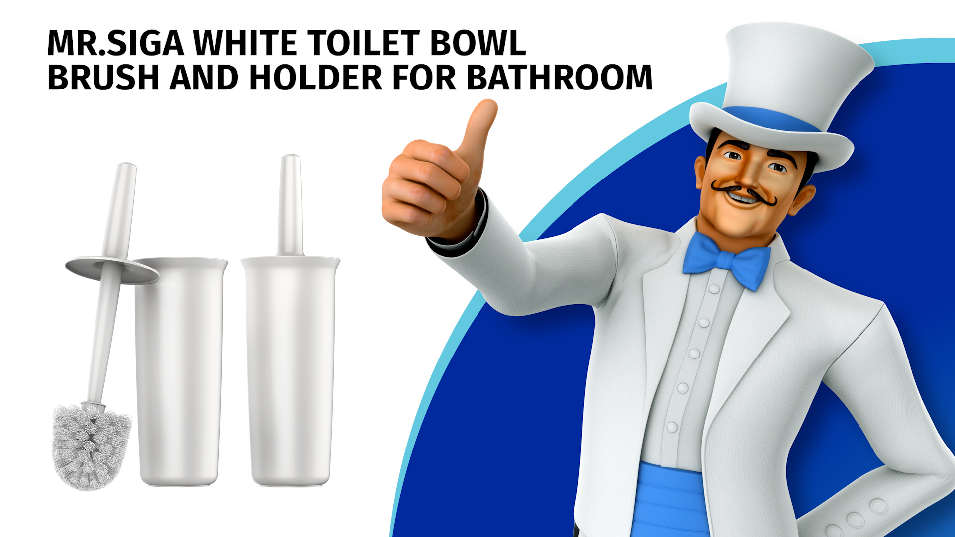 thumbnail video image 2 of MR.SIGA Toilet Bowl Brush and Holder for Bathroom Cleaning, White, 2 Pack, 2 of 10