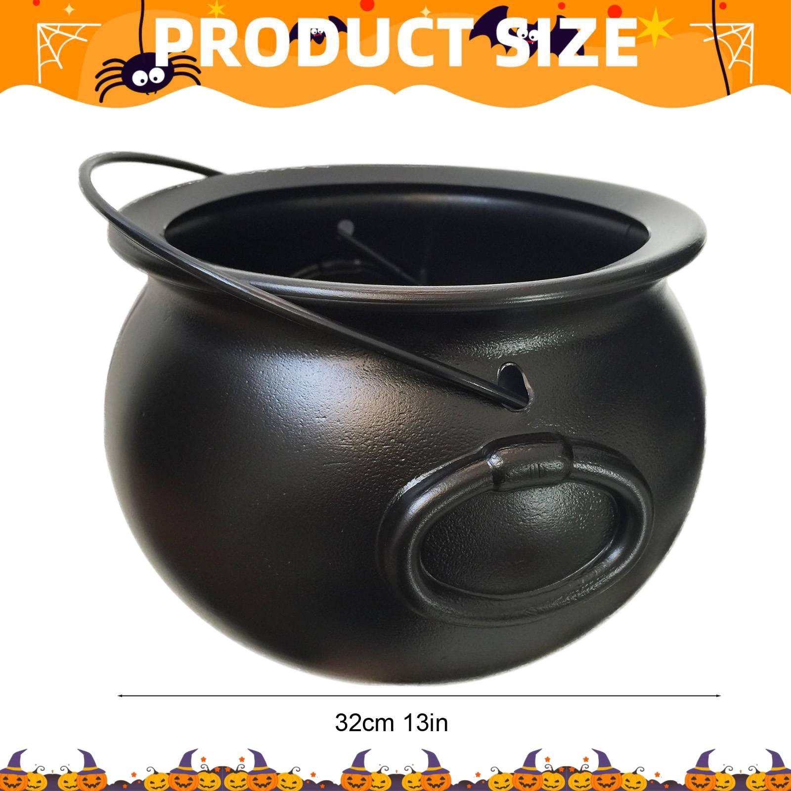 thumbnail video image 2 of Clearance Event & Party under $10,32cm Diameter Black Cauldron Bucket Halloween Candy Bowl St. Decor Witch Kettle Interesting Halloween Decorations, 2 of 9
