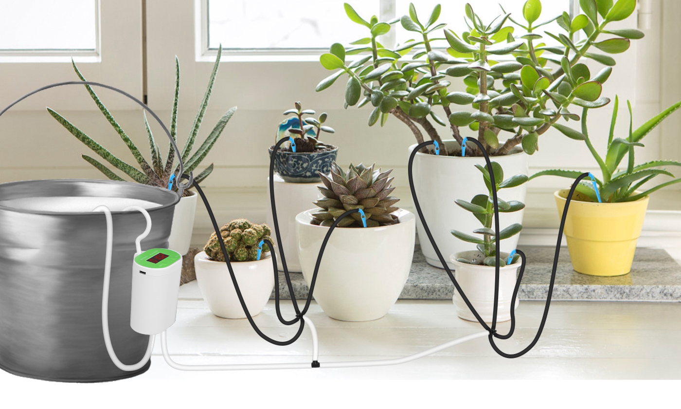 thumbnail video image 2 of iMounTEK Automatic Plant Watering Devices with LED Display and USB Rechargeable, DIY Drip System Suitable for Indoor Potted Plants, 2 of 11