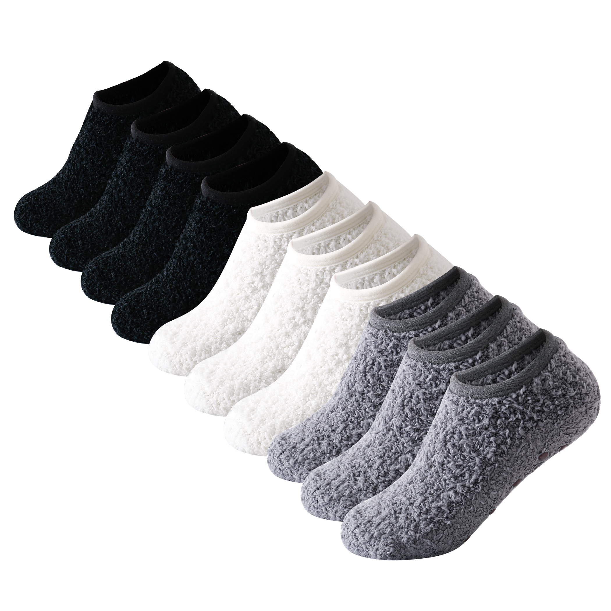 thumbnail video image 2 of Fuzzy Grip Socks for Women,Thick Warm Slipper Cozy Fluffy Non Slip Ankle Hospital socks With Grips, 2 of 10
