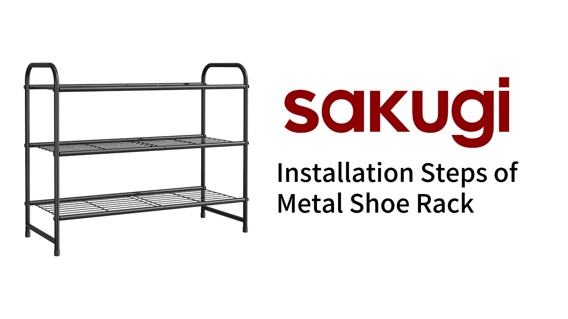 thumbnail video image 2 of Sakugi 3-Tier Metal Shoe Rack, Holds up to 16 Pairs, Stackable Shoe Organizer, 25.9 x 11.4 x 19.3 in, Black, 2 of 9
