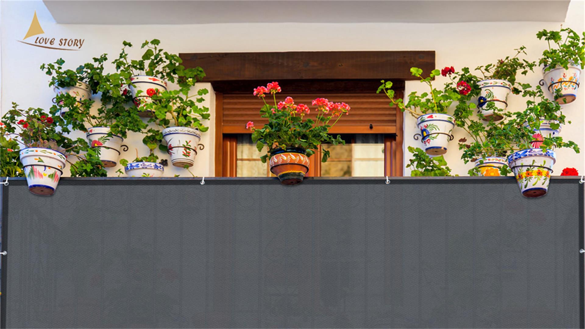 thumbnail video image 2 of LOVE STORY 3.3' x 19.5' Balcony Privacy Screen Fence Cover Mesh for Deck Patio Porch Railing, Cream, 2 of 7