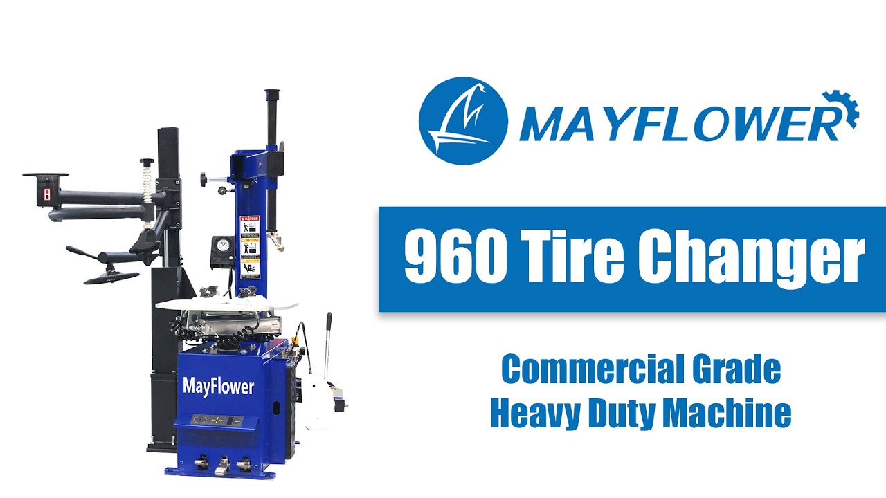 thumbnail video image 2 of Mayflower - Automatic Assist Arm Tire Changer Wheel Changers Machine Rim Clamp 960 Bead Blaster / 1 Year Full Warranty, 2 of 6
