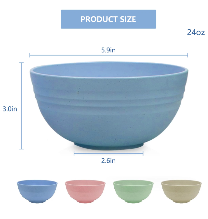 thumbnail video image 2 of Unbreakable Cereal Bowls - Microwave & Dishwasher Safe Soup and Salad Bowls, Set of 4, 24oz, BPA Free,Multicolor, 2 of 6