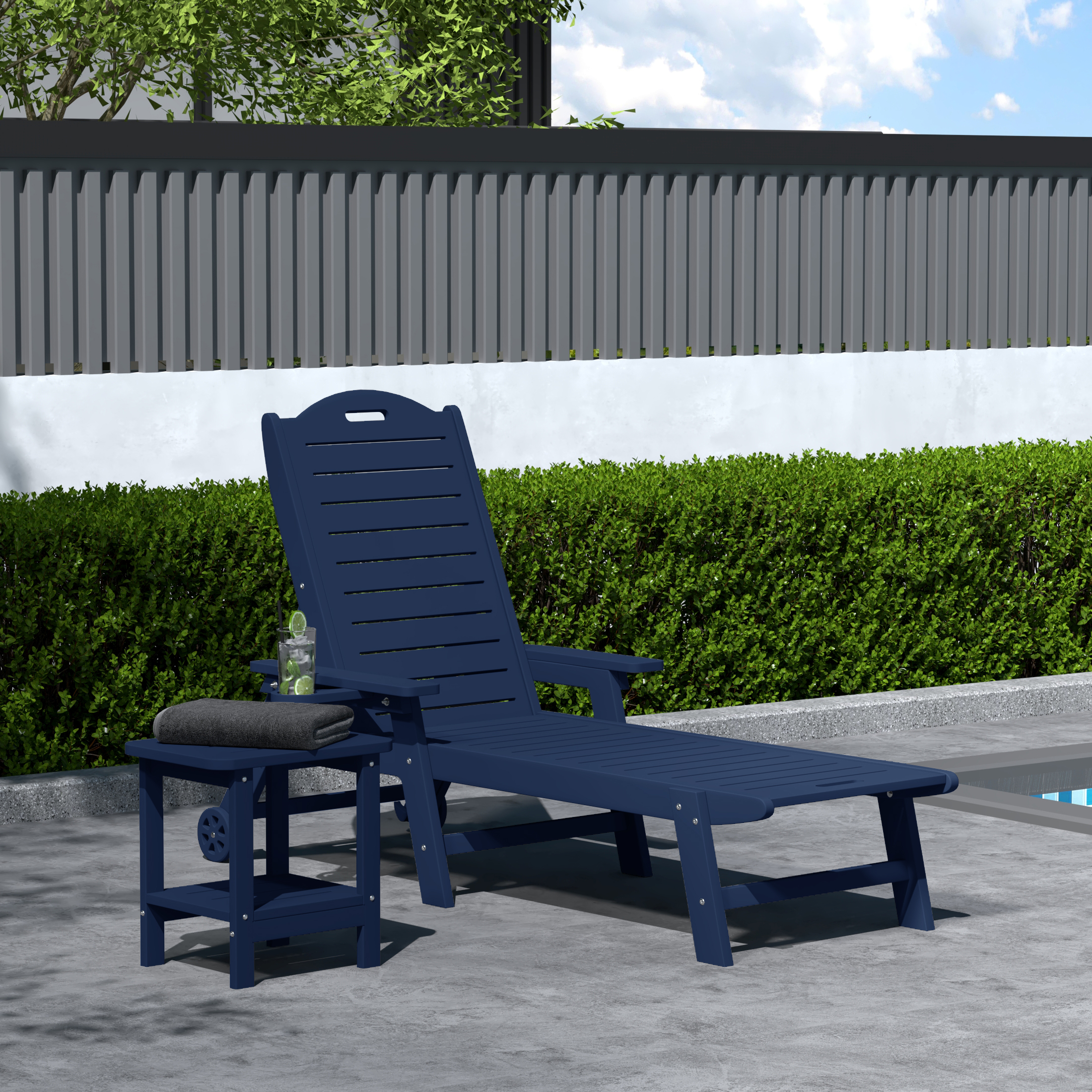 thumbnail video image 2 of WestinTrends Aruba 2-Piece Outdoor Patio Chaise Lounge Chair with Wheels & Cup Holder with Patio Side Table, Dark Brown, 2 of 16