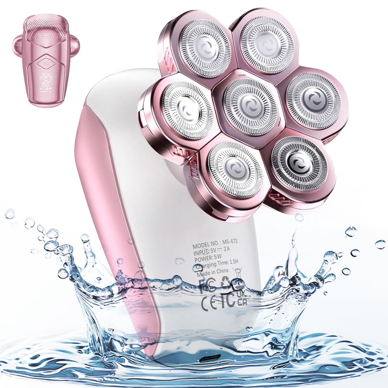 thumbnail video image 2 of Nogroa Electric Razor for Women Legs, 7D Rechargeable Cordless Body Head Shaver, IPX6 Waterproof Wet/Dry Bikini Trimmer Hair Epilator, Trimmer for Lady Face Underarms Pubic, Pink, 2 of 8