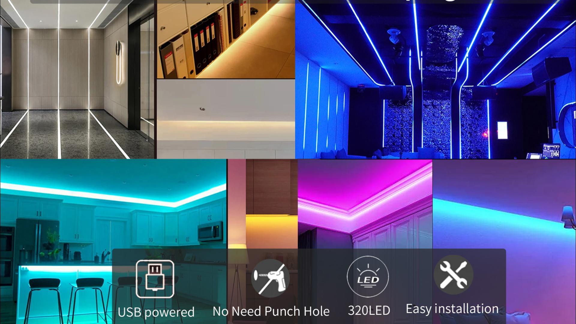 thumbnail video image 2 of Clearhill 5V USB COB LED Strip Lights,6.56FT/2M,Cool White 6500K,320LEDs/M,8mm Width,Not Waterproof IP20,1M USB Cable,Flexible LED Tape Light for DIY Home Indoor Decoration, 2 of 9