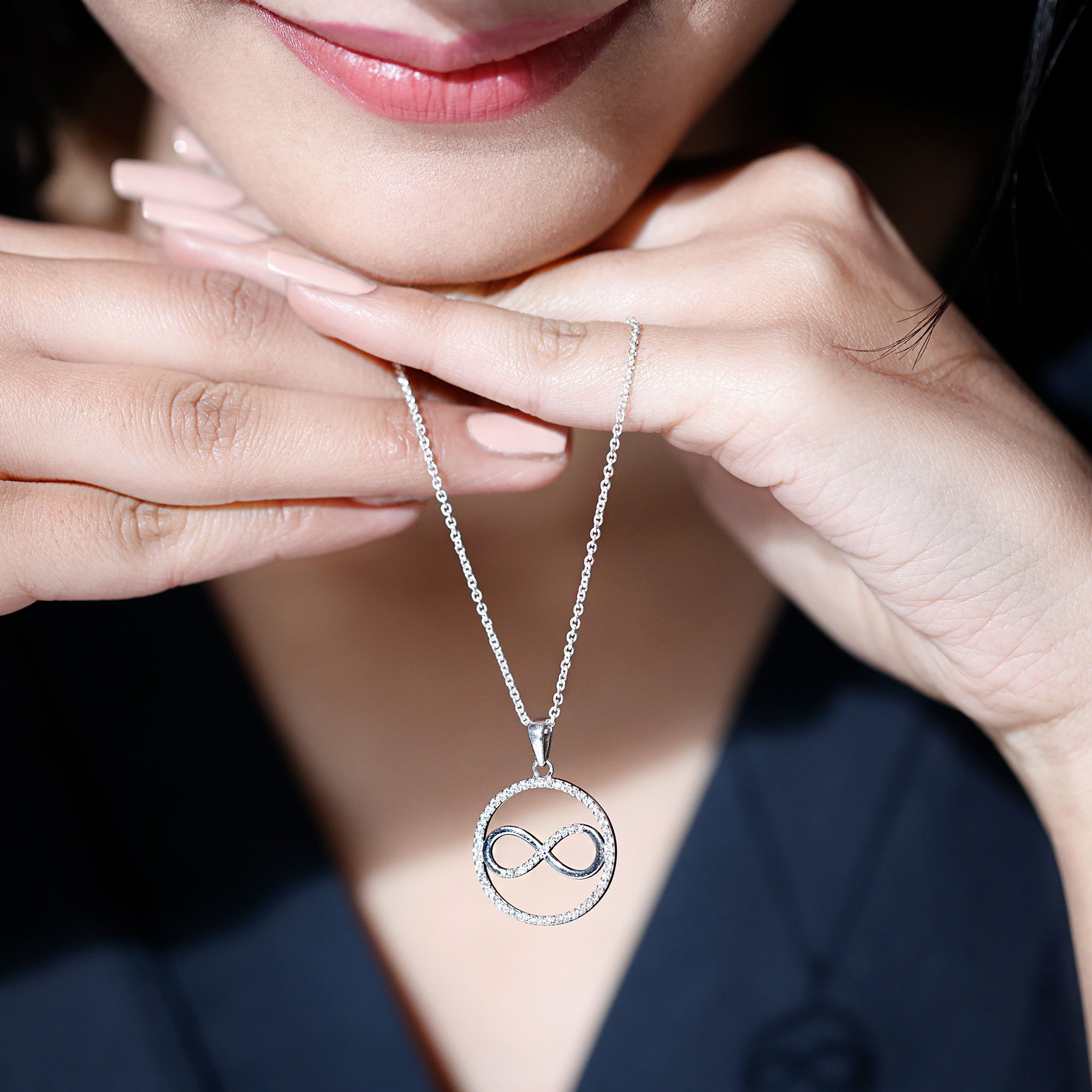 thumbnail video image 2 of Rosec Jewels Infinity Diamond Circle Necklace for Women (HI-SI Grade) - Pave Diamond Pendant - Ready to Gift for Valentines Day, 14K Yellow Gold, 2 of 8