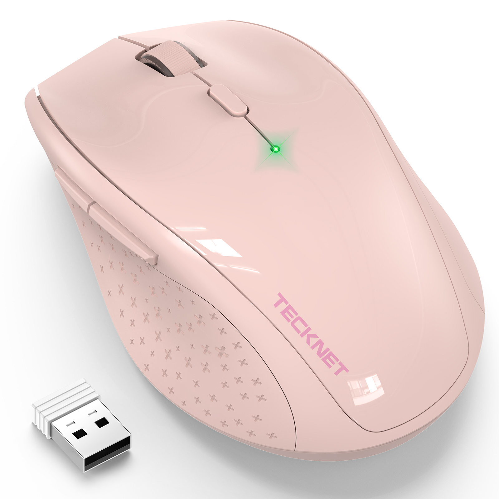 thumbnail video image 2 of TECKNET Wireless Mouse, 2.4G USB Computer Mouse with 6-Level Adjustable 4800 DPI, 30 Months Battery, Ergonomic Grips, 6 Buttons Portable for PC, Chromebook, Mac - Pink, 2 of 8