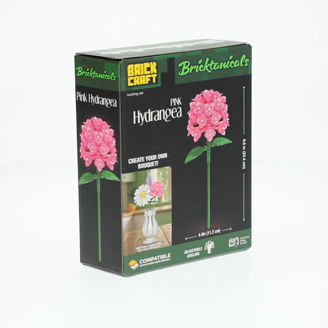 Brickcraft Pink Hydrangea Building Kit, 121-Piece Set, Floral