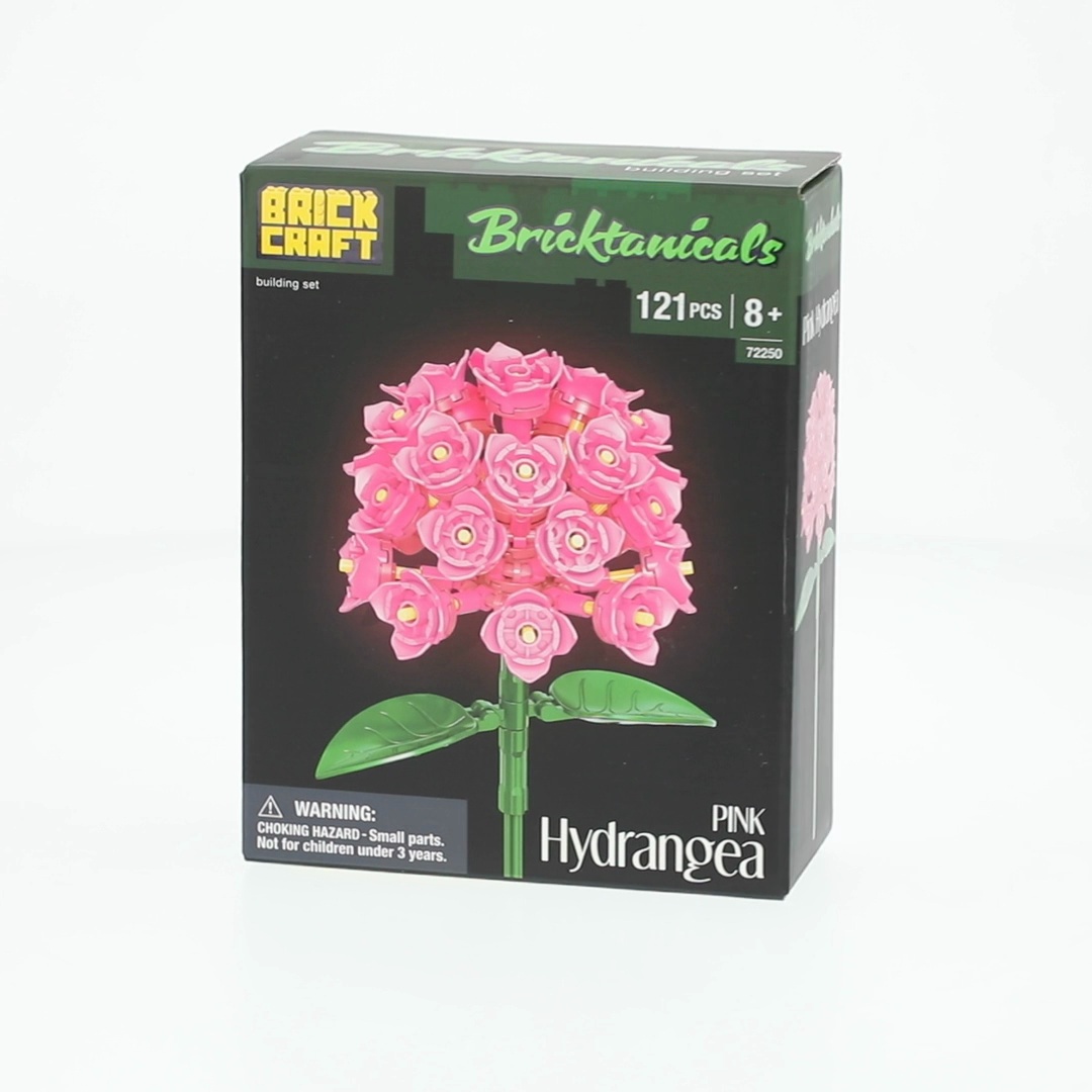 Brickcraft Pink Hydrangea Building Kit, 121-Piece Set, Floral