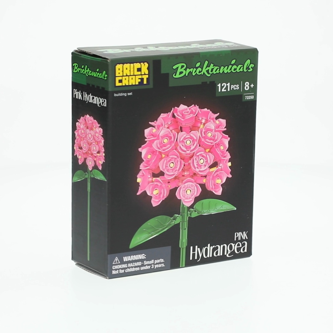 Brickcraft Pink Hydrangea Building Kit, 121-Piece Set, Floral