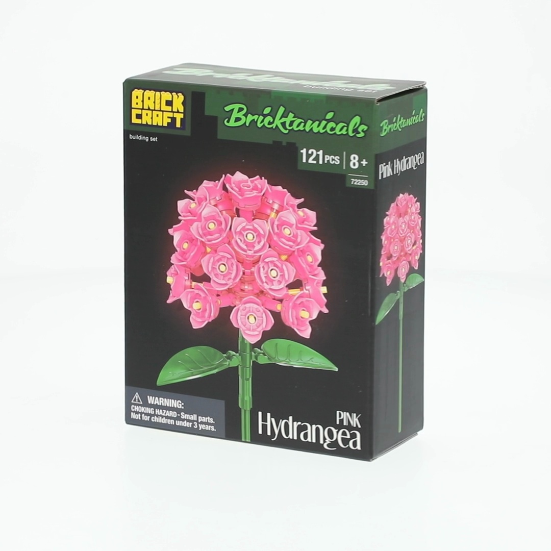 Brickcraft Pink Hydrangea Building Kit, 121-Piece Set, Floral