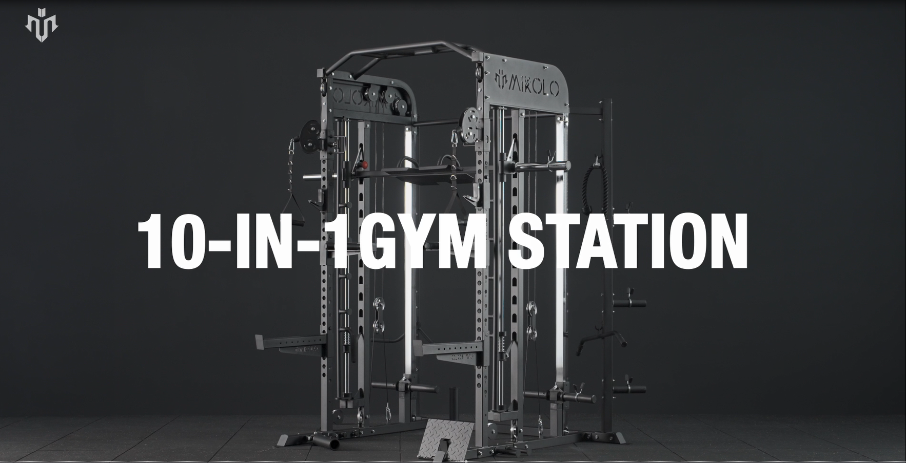 thumbnail video image 2 of Mikolo Smith Machine, All-in-One Power Rack Cage with Vertical Leg Press, 2000LBS Power Cage Squat Rack with Smith Bar, Dual Pulley Cable Crossover System for Home gym, 2 of 15