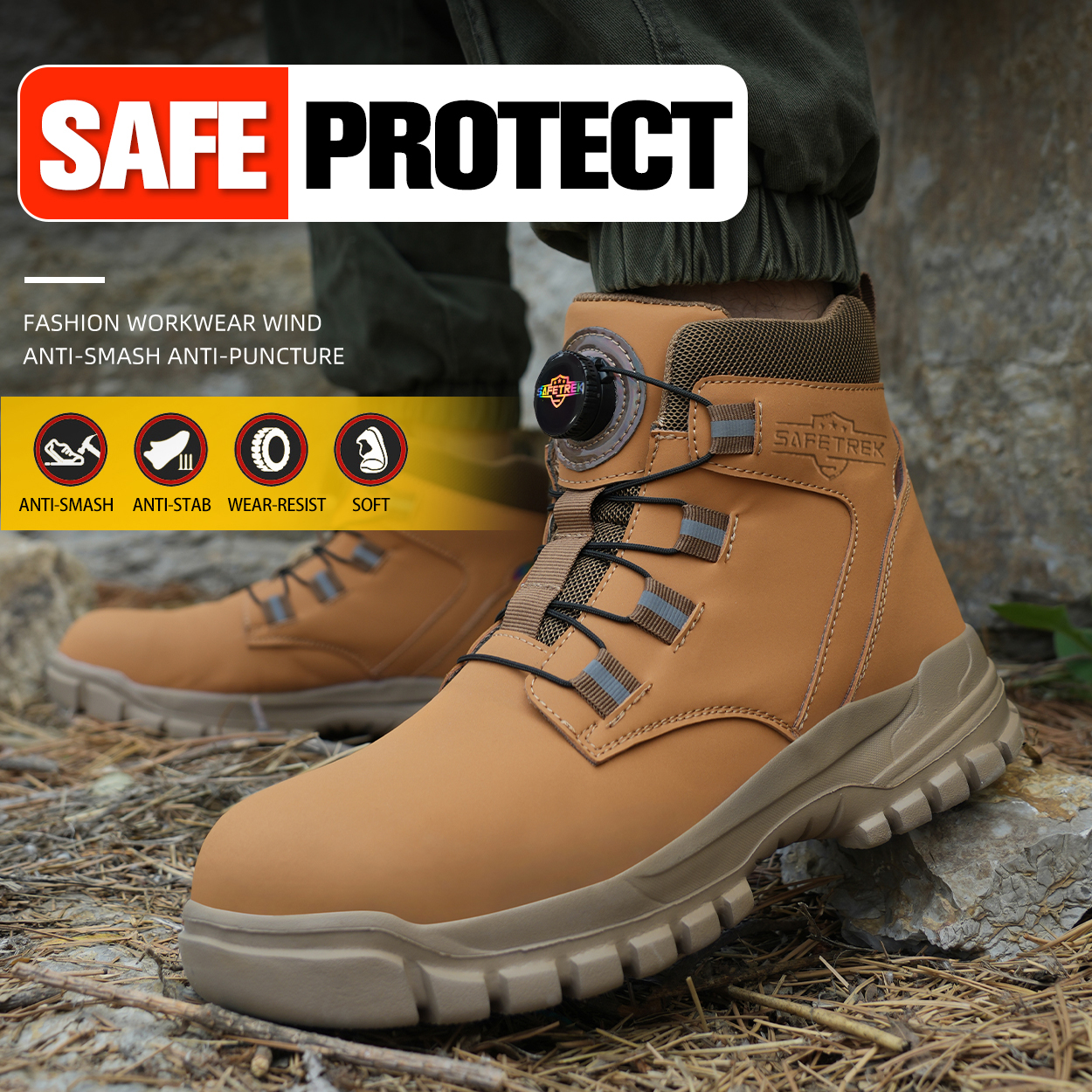 thumbnail video image 2 of SAFETREK Steel Toe Safety Shoes for Men Women: Anti-Smash Anti-Puncture Anti-Slip Work Boots, Waterproof Protective Work Footwear,Lightweight Comfortable Shoes For Industrial Factory Construction, 2 of 11