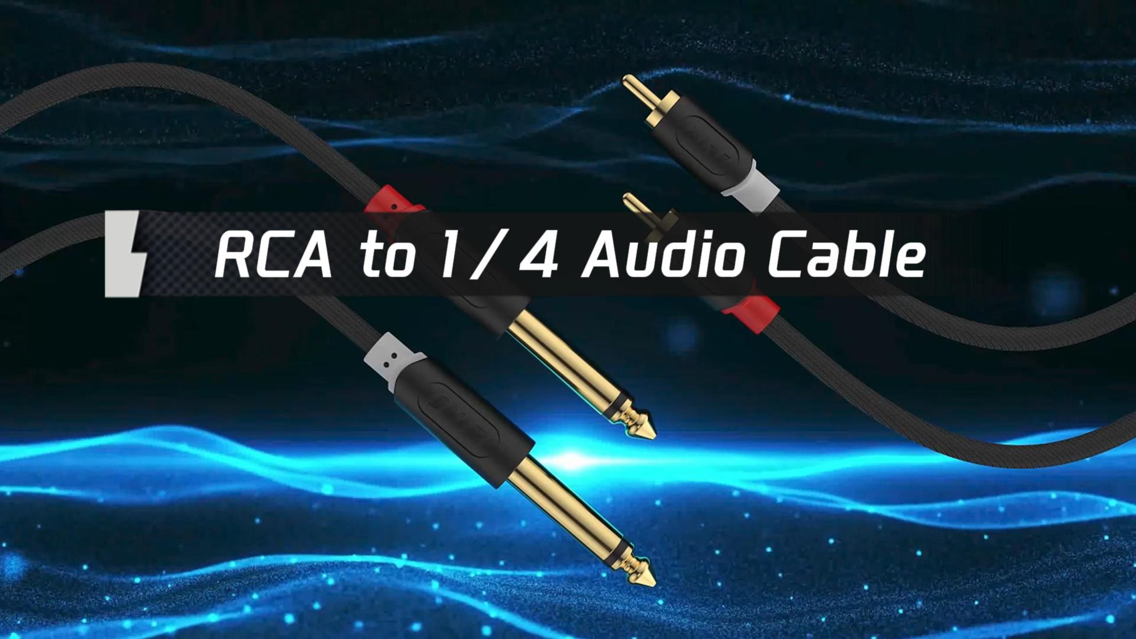 thumbnail video image 2 of J&D 15ft TS to 2 RCA Stereo Audio Adapter Cable for Audio Equipment, 2 of 8