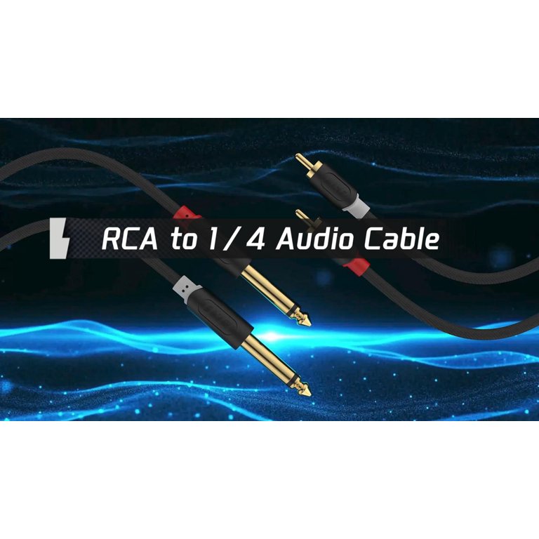 Câble Audio RCA Vers Jack 6.35mm - 1.8m - Connexion Or, Qualité Son Haute Définition Pour Ampli, Enceintes Et Home Studio