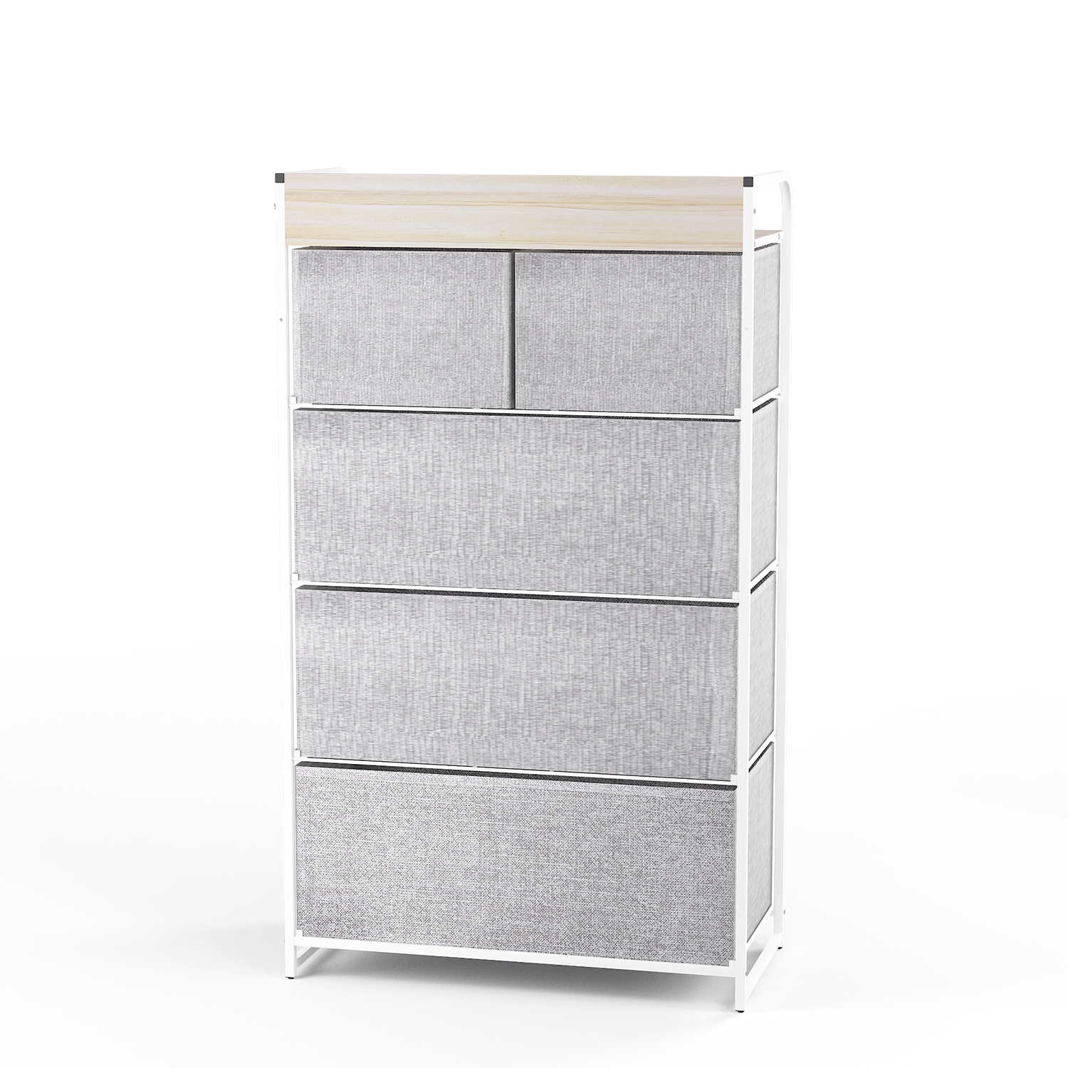 Home Basics 3 Drawer Fabric Dresser Rolling Storage Cart with Wood Top,  Grey, FURNITURE