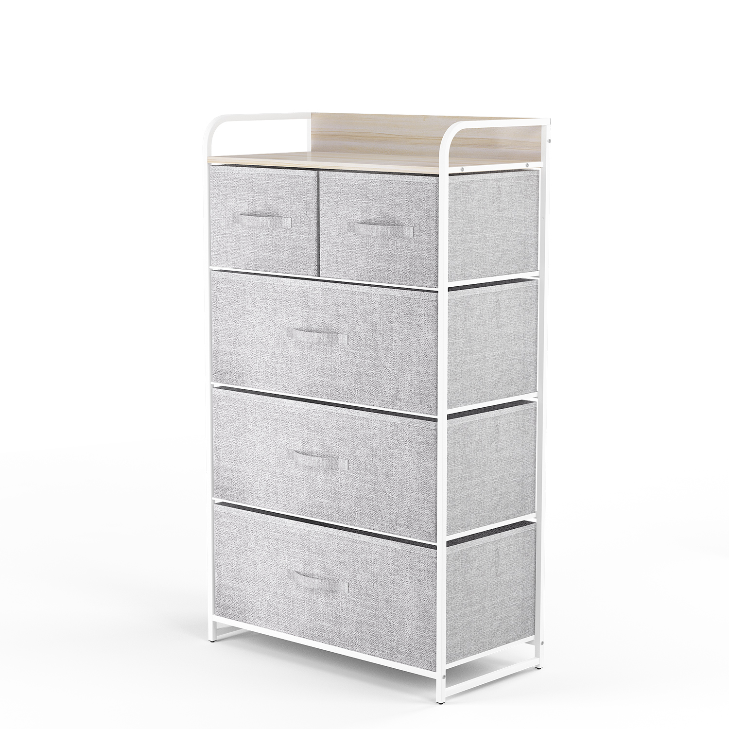 Dextrus Wide 5 Drawer Storage Organizer Wooden Top Shelf for Closets, Black  Grey