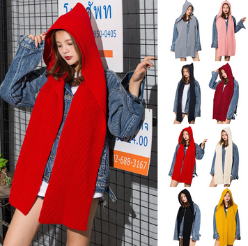 thumbnail video image 2 of Baqcunre Clearance! Scarf for Women, Solid 2 In 1 Knit Hooded Scarf Set Winter Melon Cap Warm Thick Cable Knitted Hat Scarf Set Stretchable Athletic Hats Scarf Set for Women,, 2 of 7