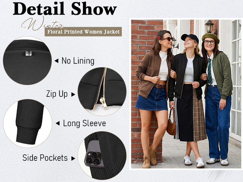 thumbnail video image 2 of NAYTOAO Women's Quilted Bomber Jacket Full Zip Baseball Collar Casual Lightweight Coat Back To School Outfits, 2 of 8