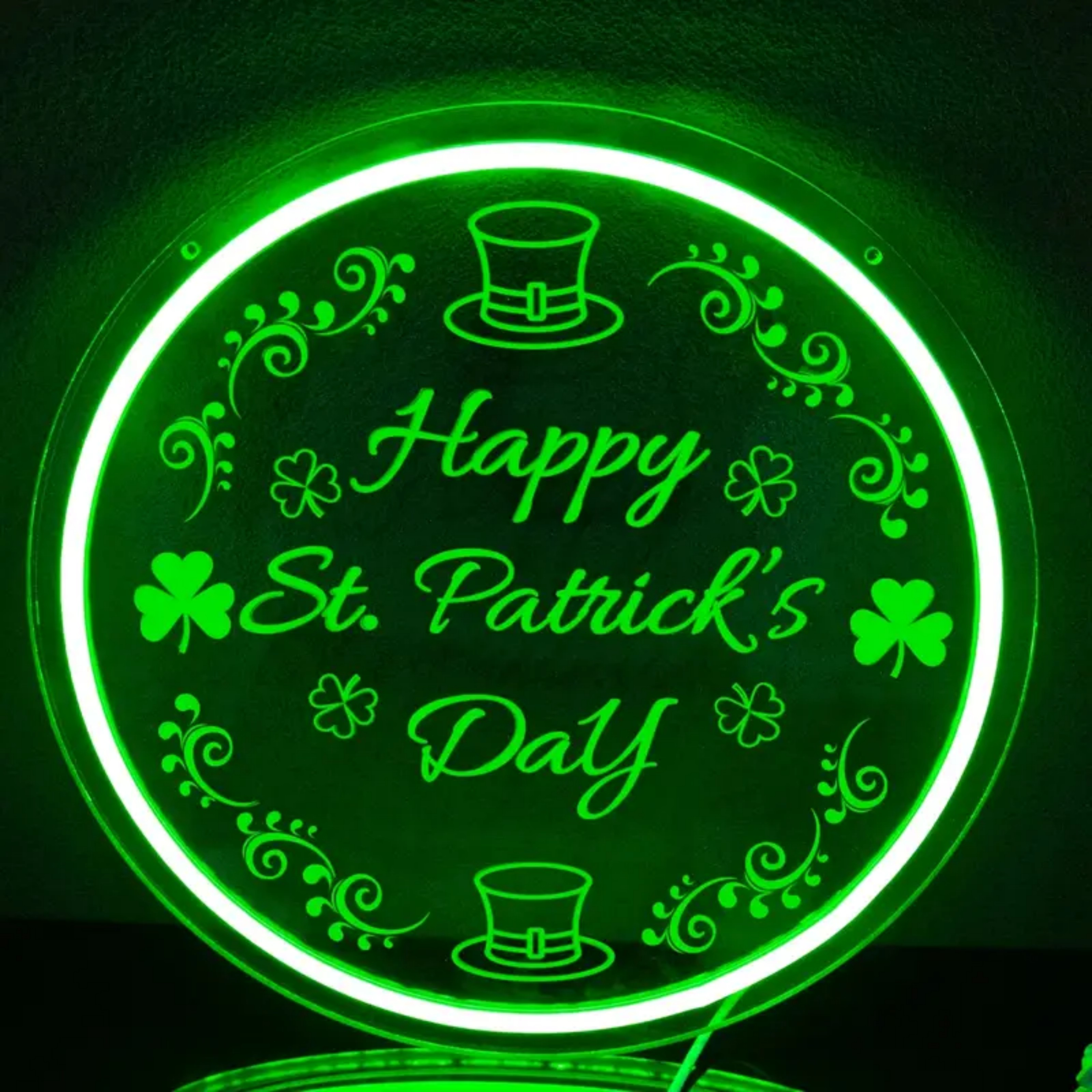 thumbnail video image 2 of UPONRAY Happy St. Patrick's Day Neon Signs, 12.5"*12.5" Dimmable & USB-Powered LED Neon Light, Stylish Wall Decor for St. Patrick's Day Party, Home, Shop, Restaurant, Bar, 2 of 11