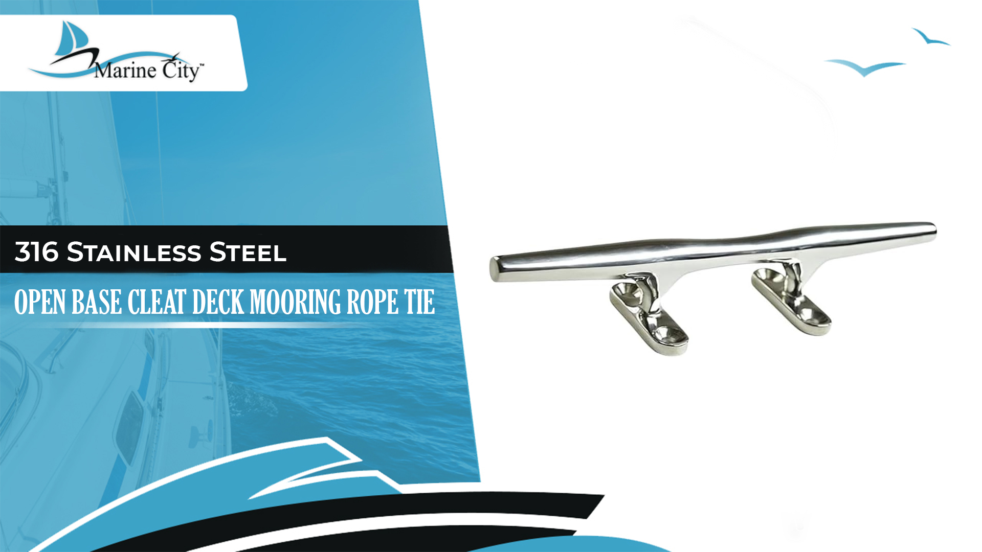 thumbnail video image 2 of MARINE CITY Deck Mooring Rope Tie Cleat, 6-Inch Herreshoff Style 316 Stainless Steel, Corrosion-Resistant, Hollow Base, Ideal for Boat, Marine, Yacht Pack of 2, 2 of 8